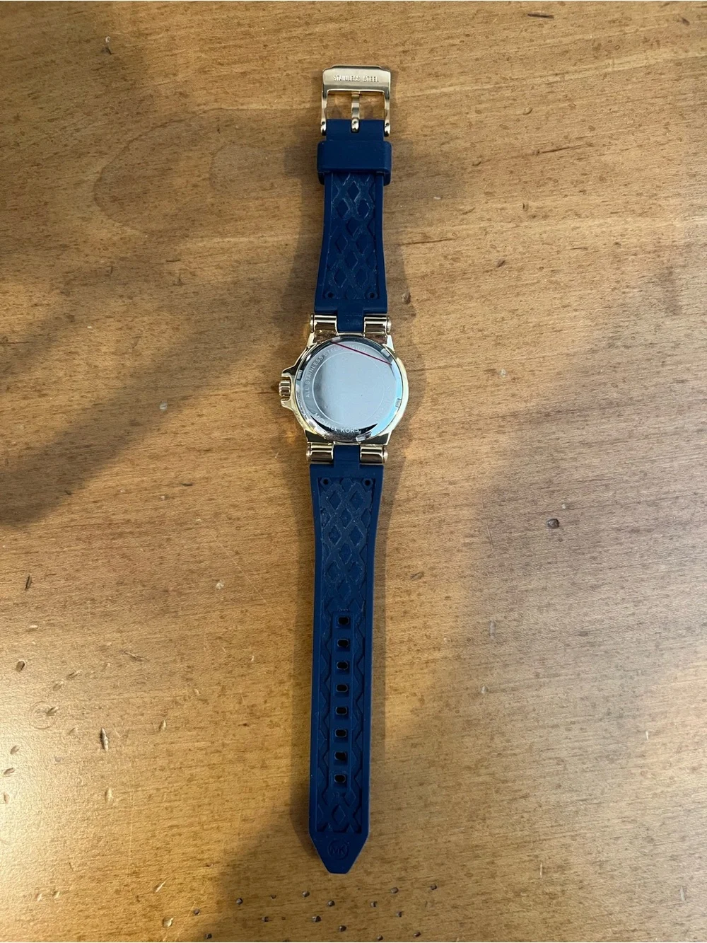 Michael Kors Gold Cased Stainless Steel Watch With Navy Strap